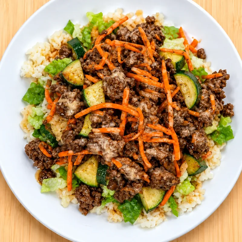 Egg Roll Bowl, cooked and plated