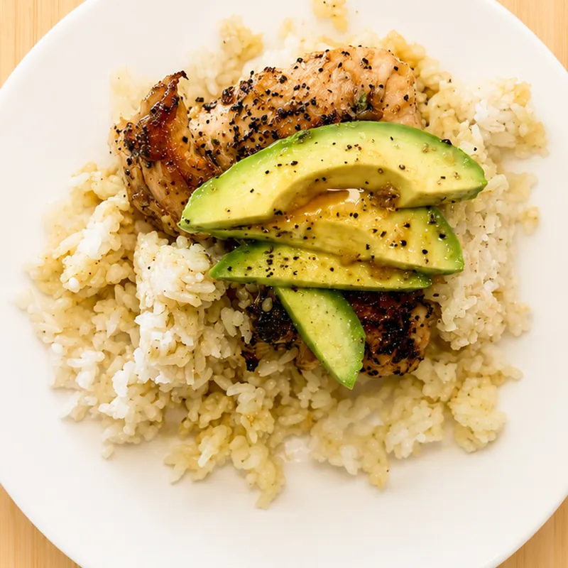Honey Lime Chicken & Avocado, cooked and plated